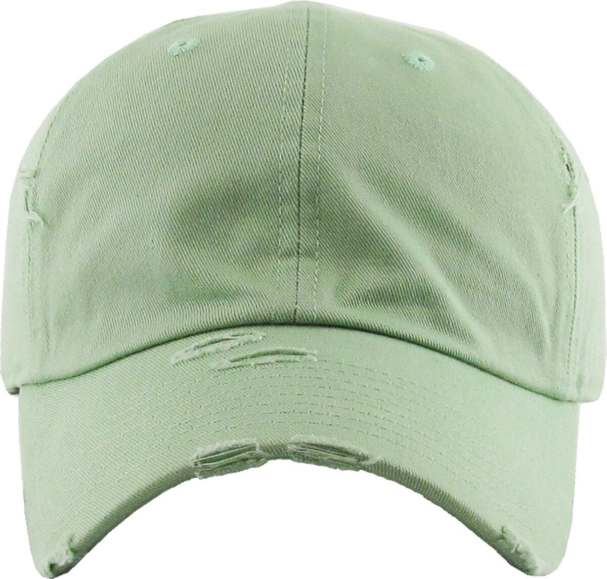 Sage Green Distressed Vintage Baseball Cap Front View